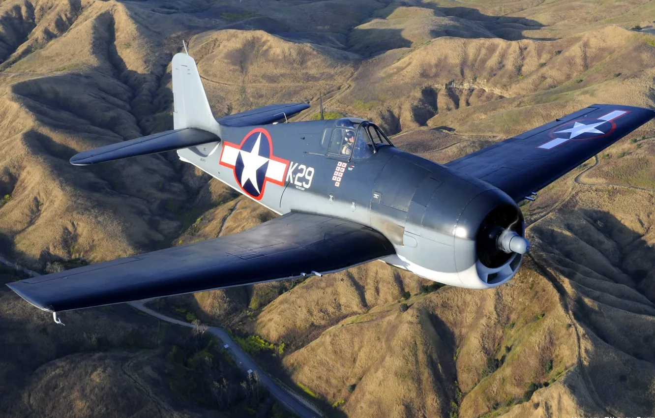 Photo wallpaper Grumman, over Chino, F6F-3, Hellcat