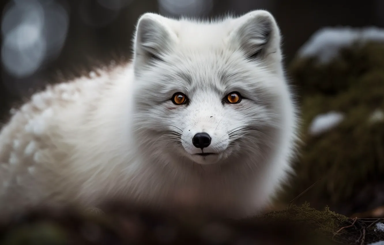 Photo wallpaper face, the dark background, portrait, Fox, digital art, AI art, The Art of Artificial Intelligence, …