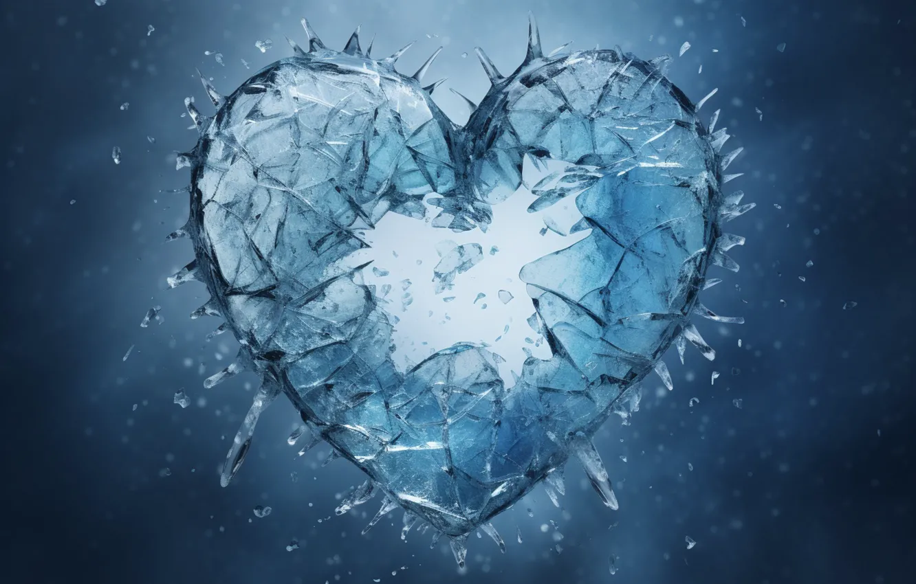 Photo wallpaper ice, heart, frost, ice, love, heart, broken, frozen