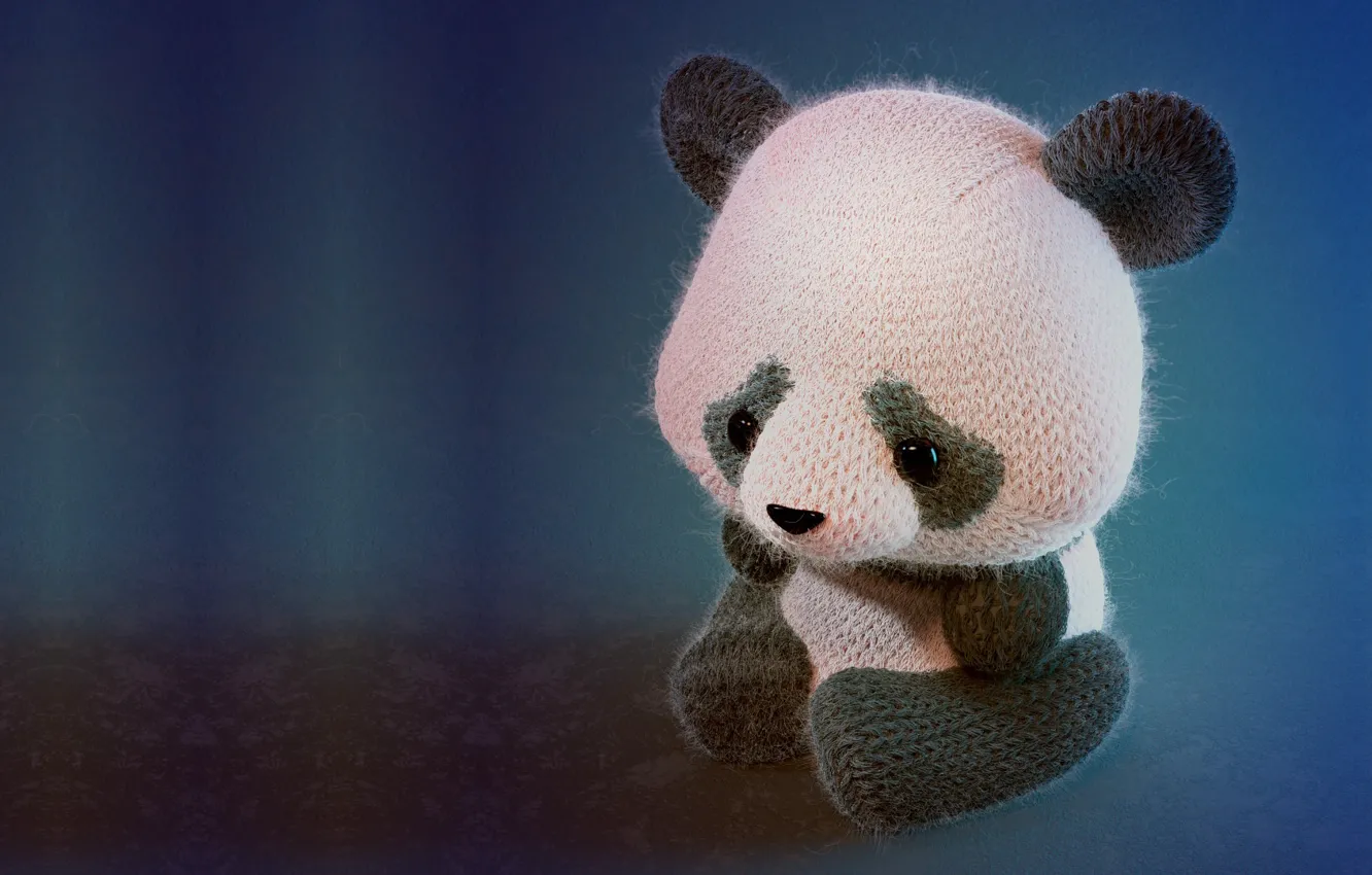 Photo wallpaper toy, art, Panda, children's, 3d-, Panda knitted toy, Simon Telezhkin