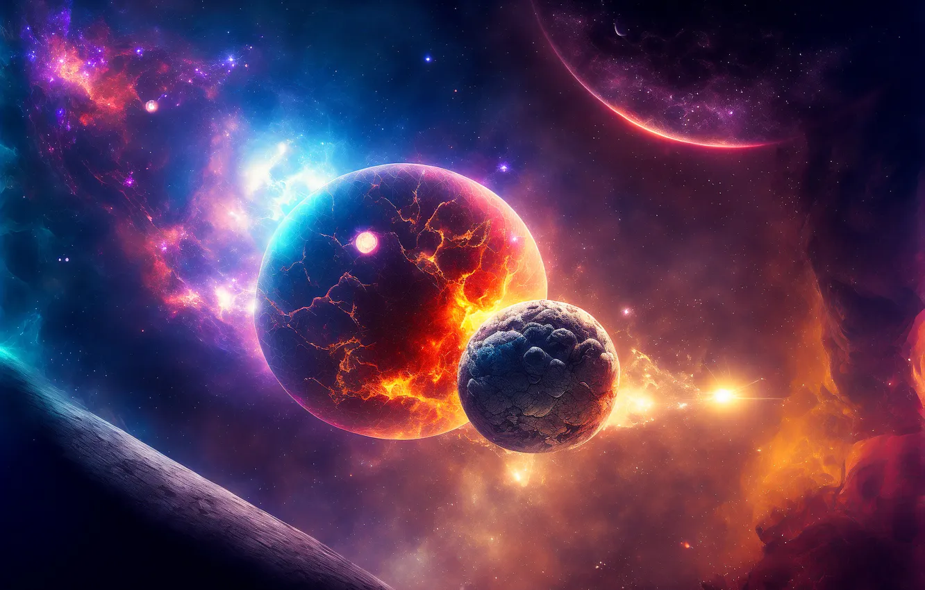 Photo wallpaper space, universe, stars, planets