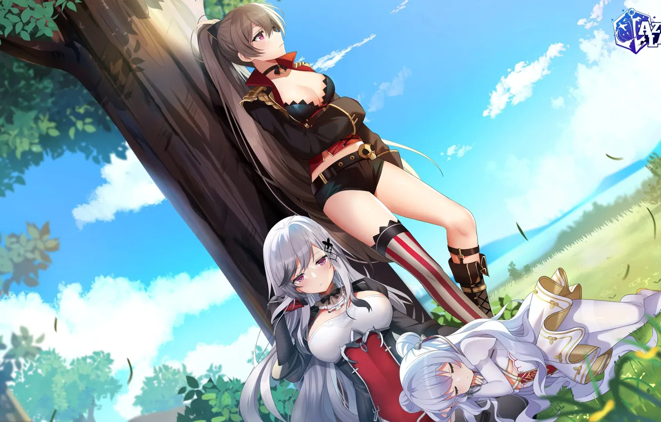 Photo wallpaper girl, sexy, cleavage, shorts, long hair, dress, boobs, anime