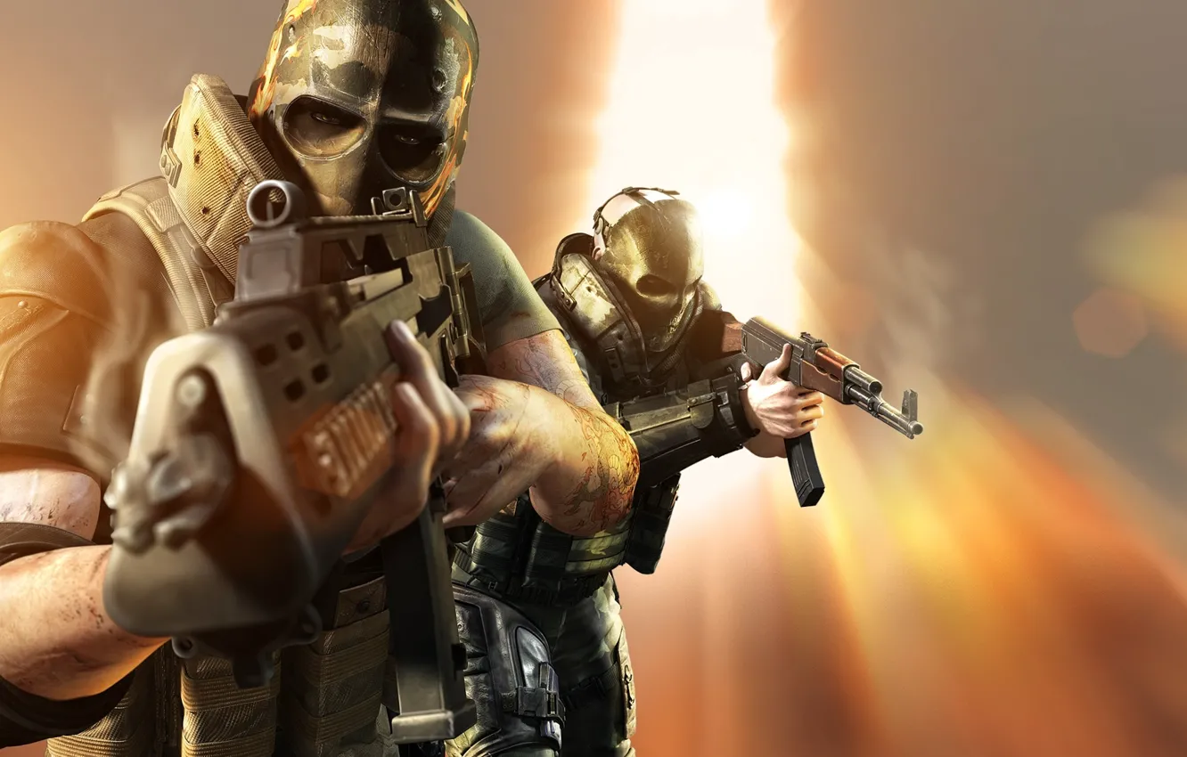 Photo wallpaper weapons, mask, mercenary, Army of Two
