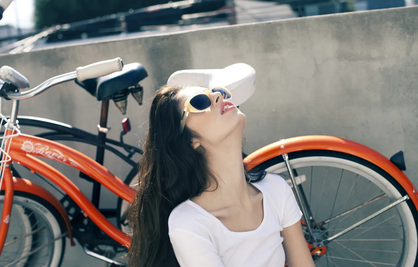 Photo wallpaper girl, brunette, glasses