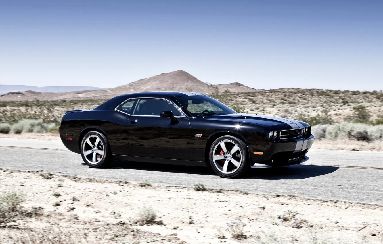 Photo wallpaper black, desert, speed, Dodge, SRT8, Challenger, black, 392