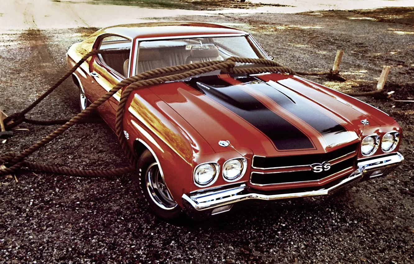 Photo wallpaper Chevrolet, Chevrolet, ropes, Coupe, 1970, the front, 454, Chevelle