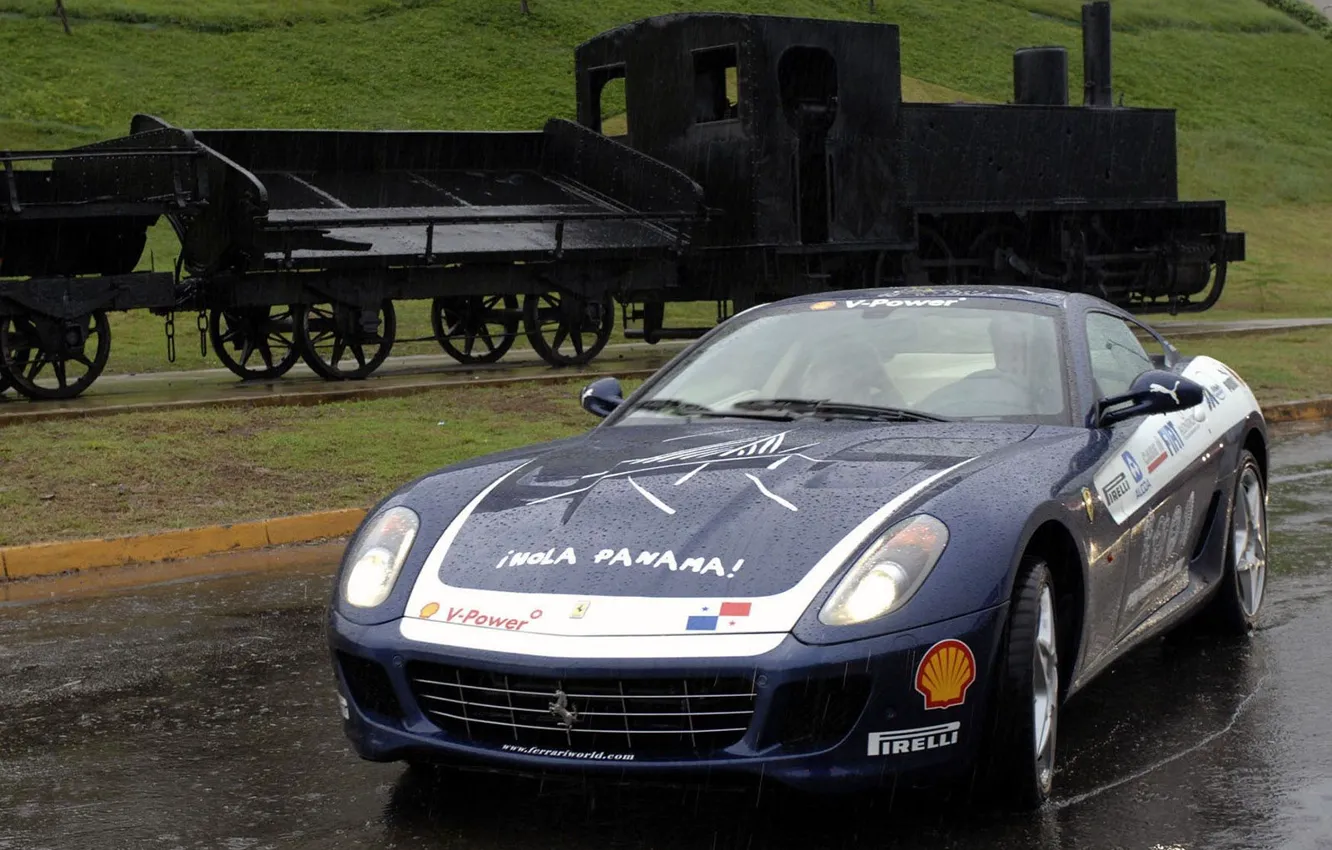 Photo wallpaper The engine, Ferrari, Rain