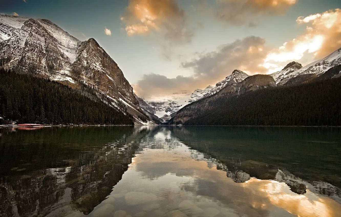 Photo wallpaper mountains, lake, reflection