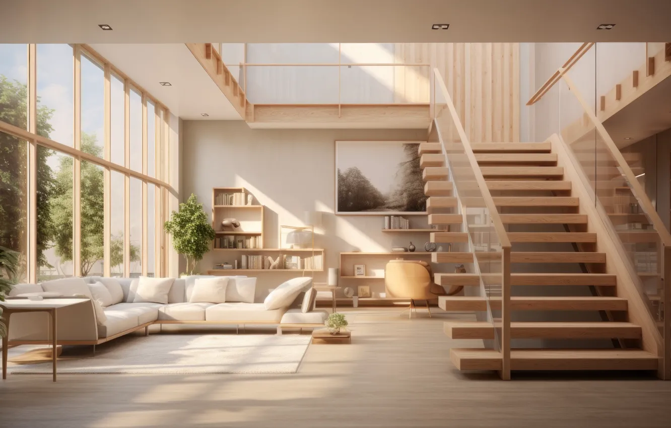 Photo wallpaper home, room, furniture, interior, the room, AI art, neural network
