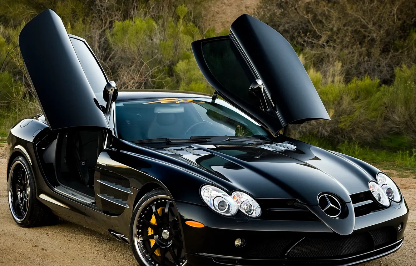 Photo wallpaper auto, black, door, Mercedes