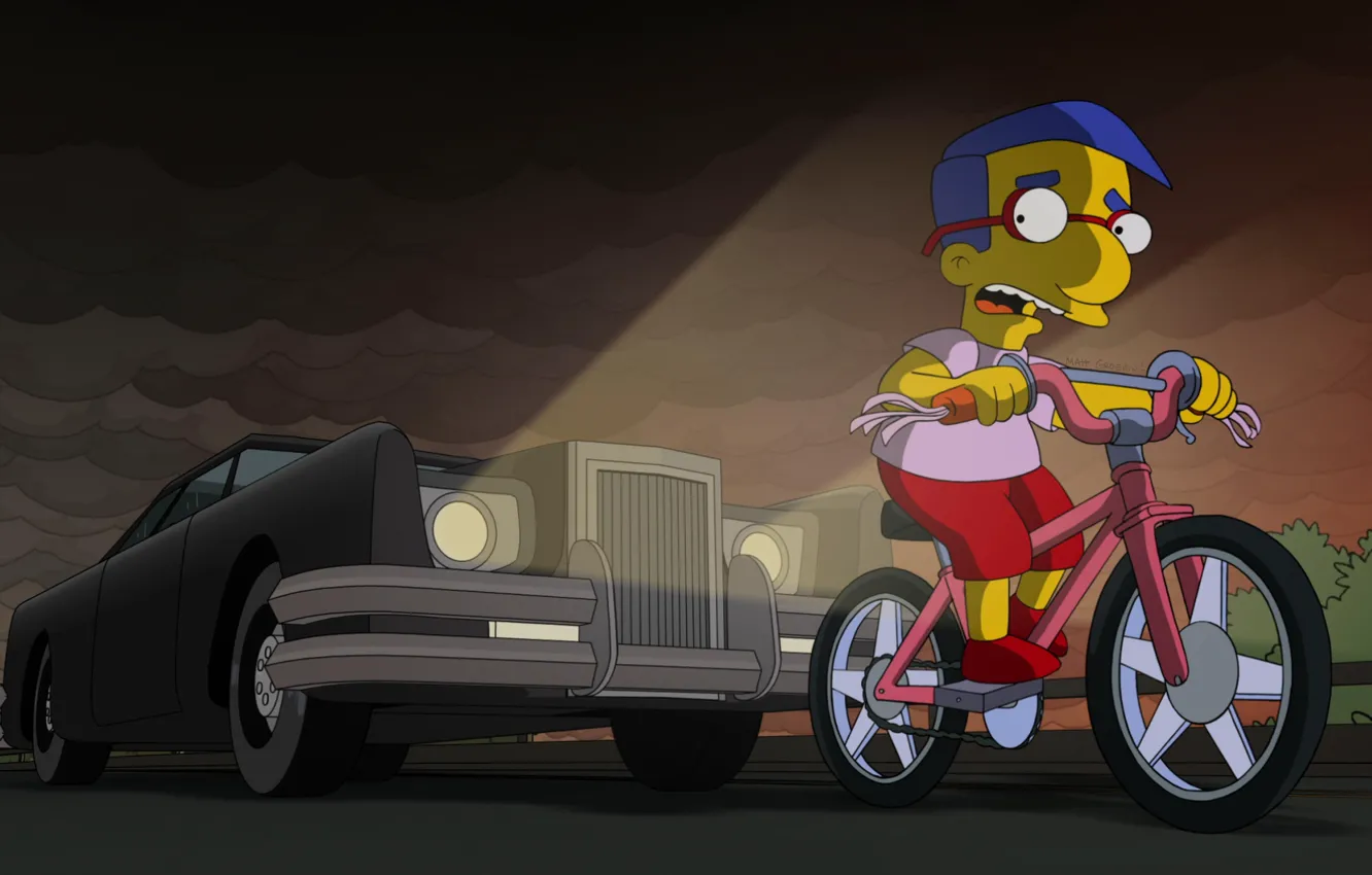 Photo wallpaper machine, auto, bike, figure, cartoon, The simpsons, art, show