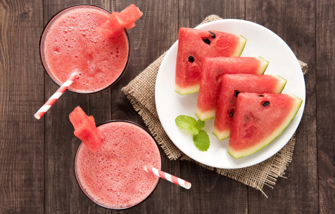 Photo wallpaper watermelon, juice, drinks, tube, smoothies