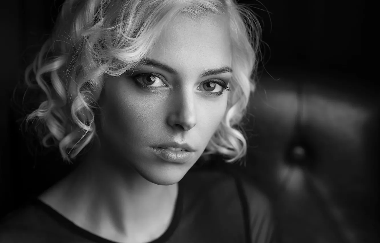 Photo wallpaper portrait, b/W, sponge, the beauty, Bruno Birkhofer, riona face