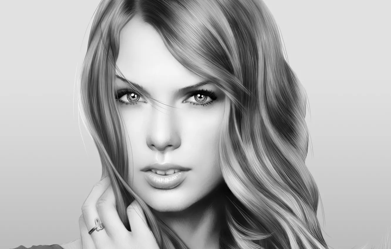 Photo wallpaper look, girl, face, figure, portrait, Taylor Swift, painting
