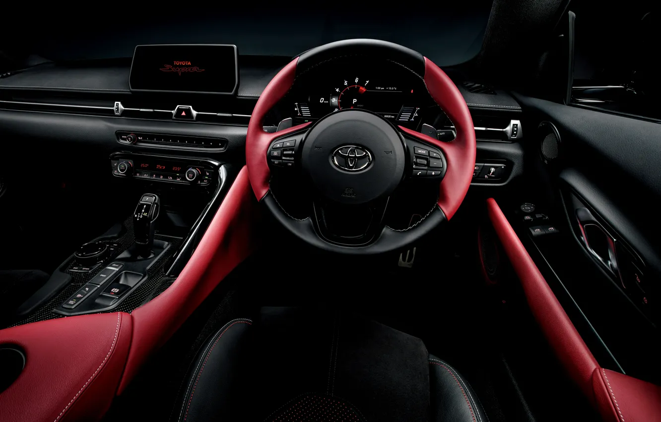 Photo wallpaper coupe, interior, devices, the wheel, Toyota, salon, Supra, the fifth generation