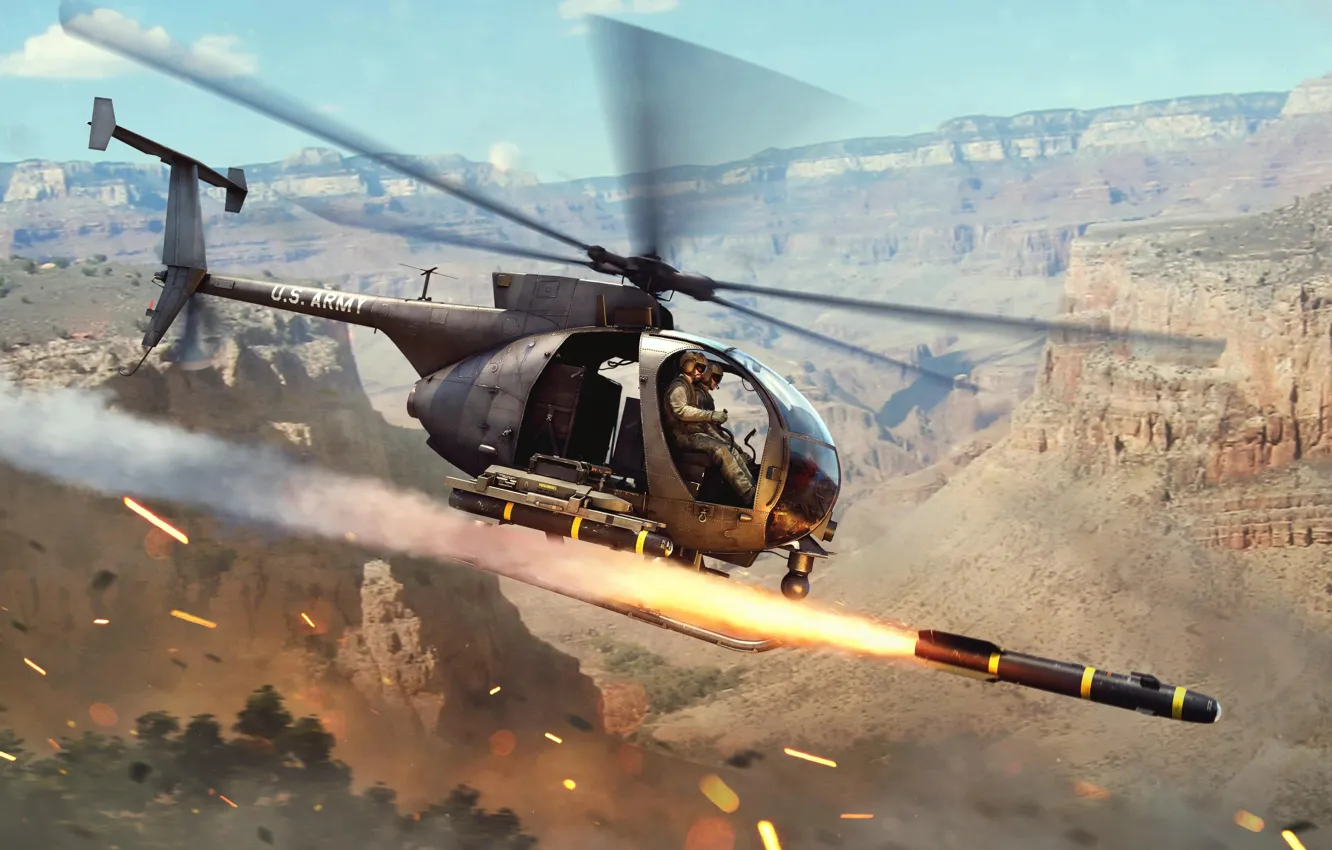 Photo wallpaper flight, rocket, USA, helicopter, start, UNITED STATES AIR FORCE, War Thunder, helicopters