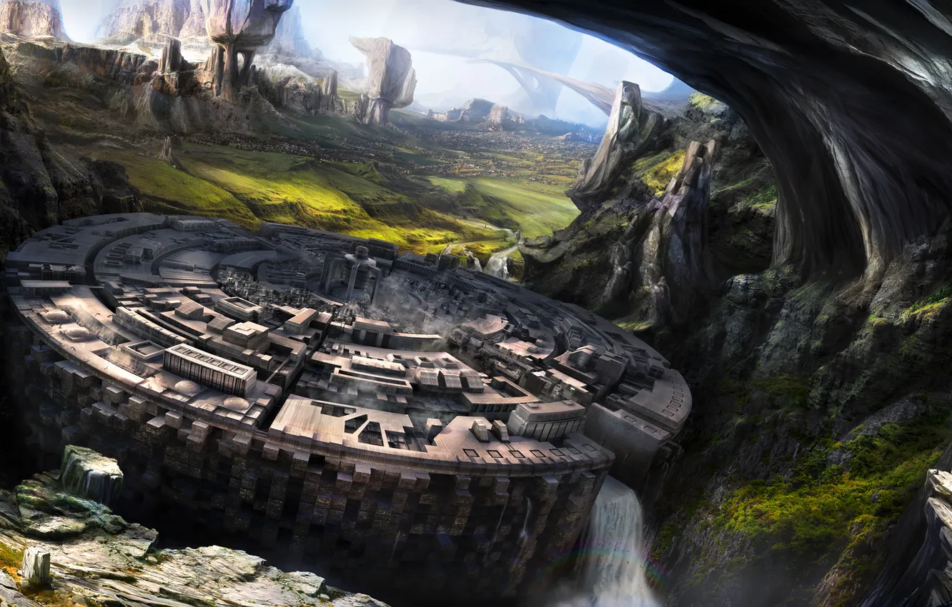 Photo wallpaper the city, rocks, eternal rest