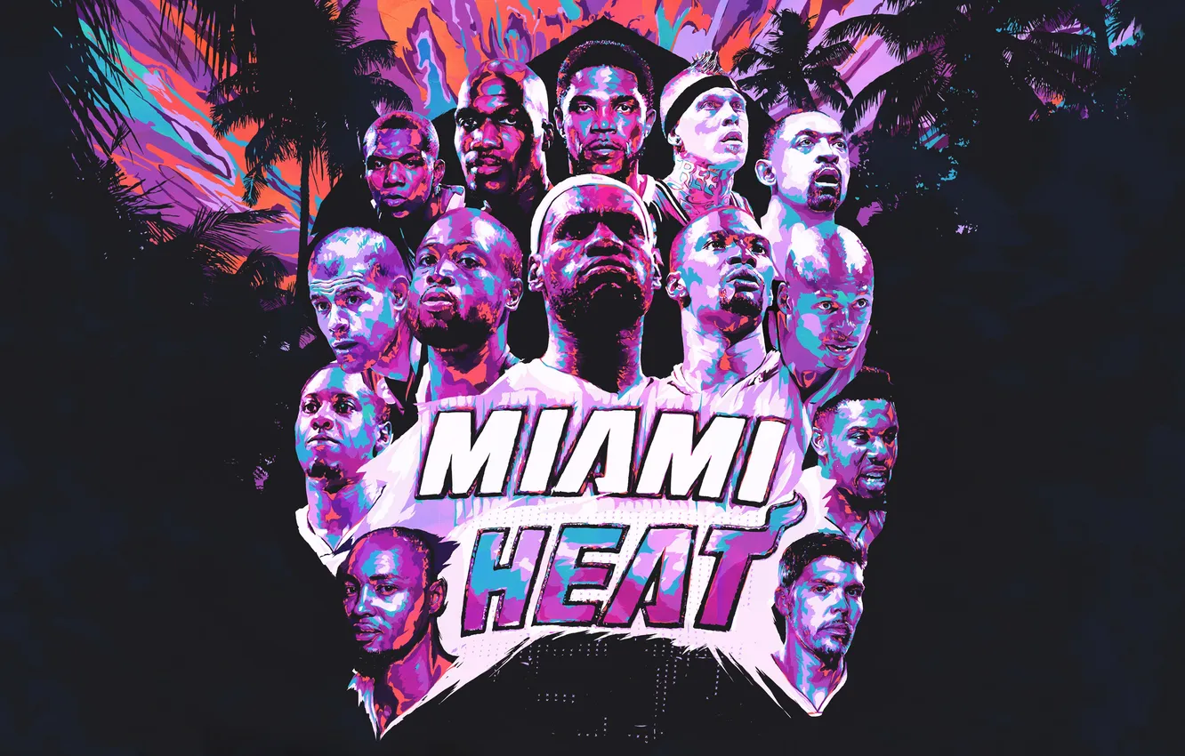 Photo wallpaper sport, Miami, Basketball, team, Miami, NBA, Heat, Hit