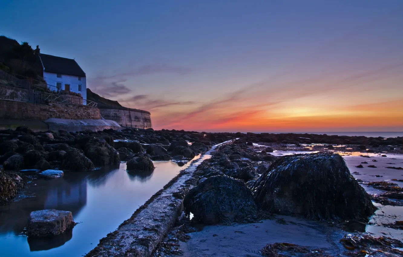 Photo wallpaper sea, landscape, sunset