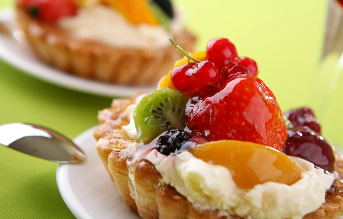 Photo wallpaper food, strawberry, pie, cream, dessert, BlackBerry, sweet, sweet