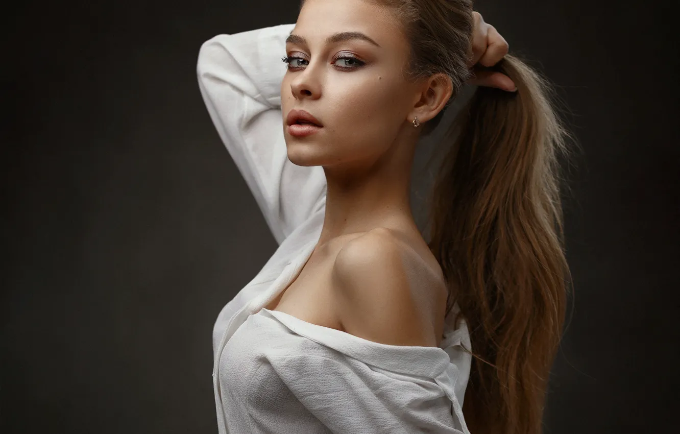 Photo wallpaper look, girl, tail, blouse, shoulder, Rus, Ivan Kovalev