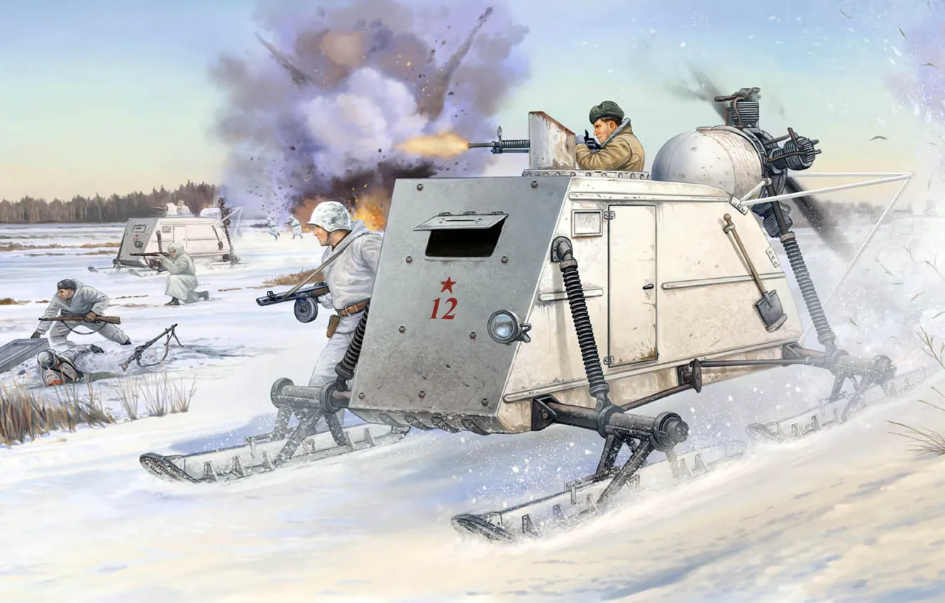 Photo wallpaper war, USSR, self-propelled sleigh, NKL-26