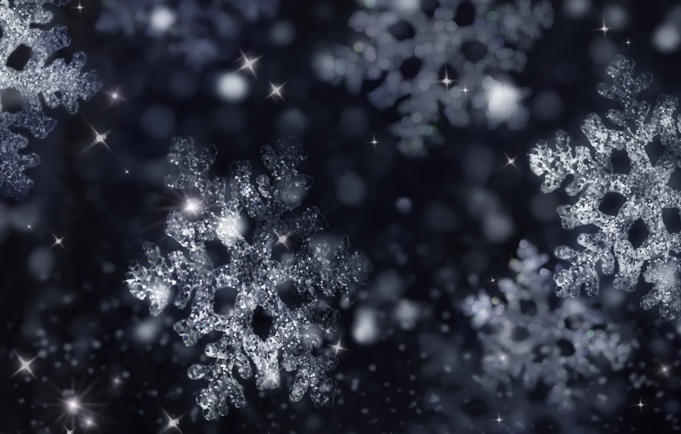 Photo wallpaper snowflakes, dark, new year