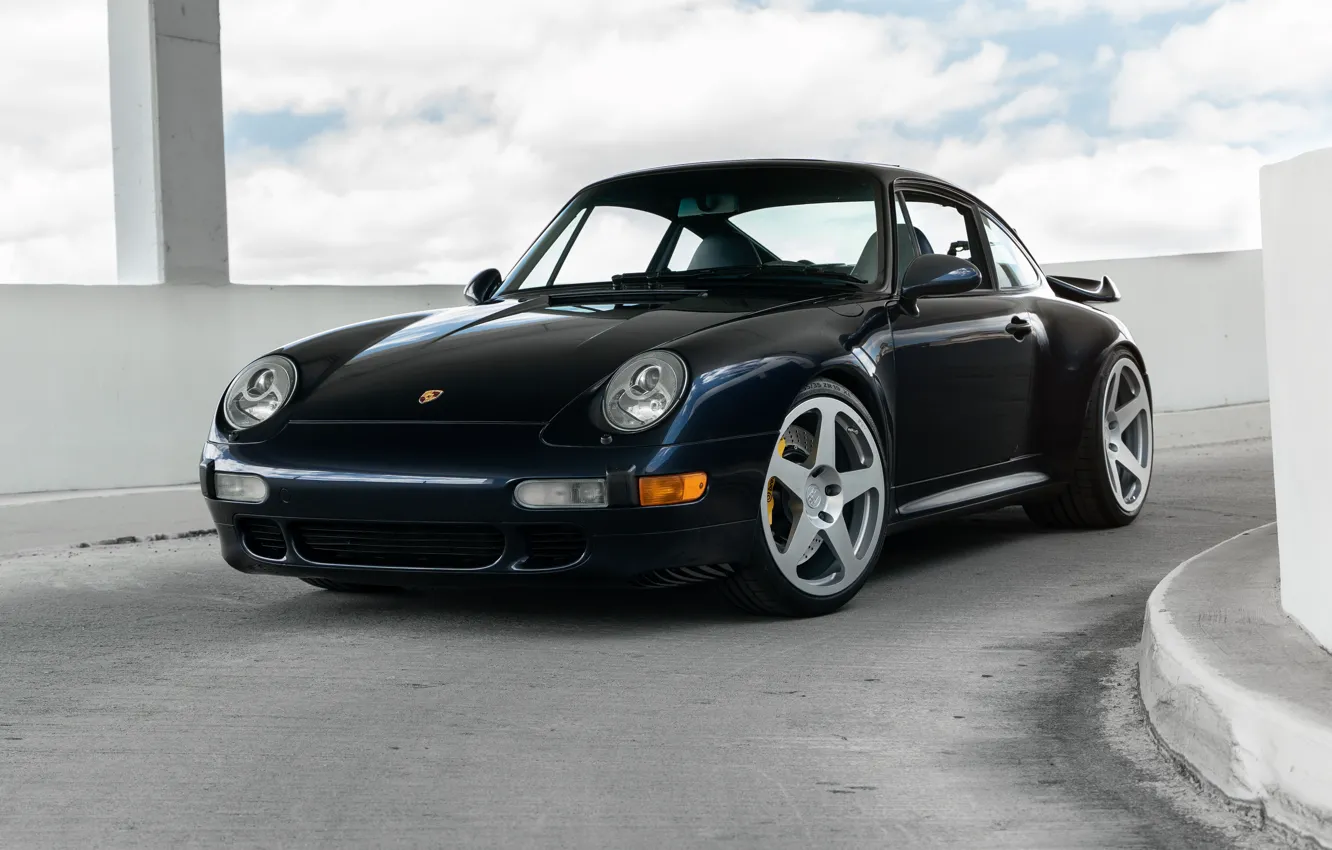 Photo wallpaper Porsche, blue, parking, Porsche 993