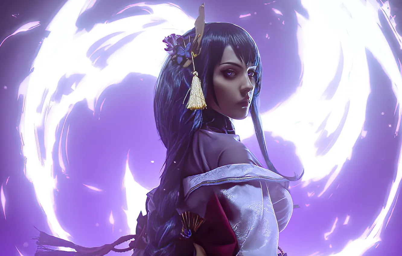 Photo wallpaper cosplay, genshinimpact, raideni