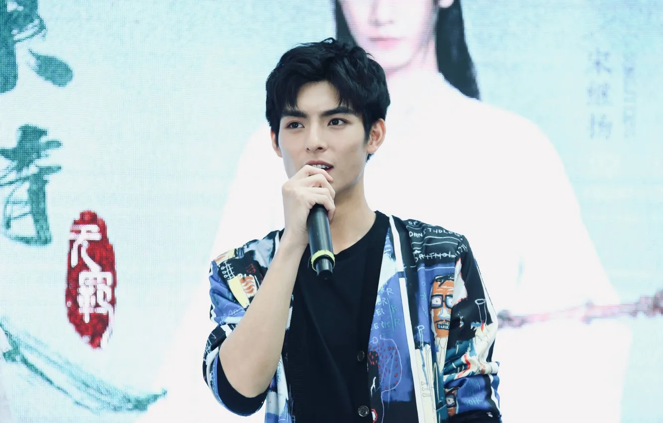 Photo wallpaper microphone, Wang Hao Xuan, Wang Hao Xuan, meeting with the fans