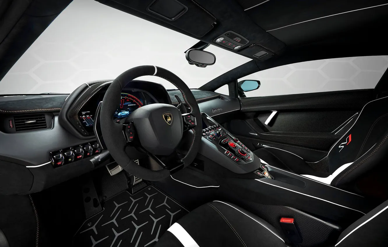 Photo wallpaper interior, Lamborghini, Aventador, the interior of the car, SVJ, Lamborghini Aventador SVJ