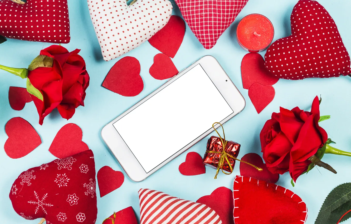 Photo wallpaper love, flowers, heart, roses, red, love, romantic, hearts