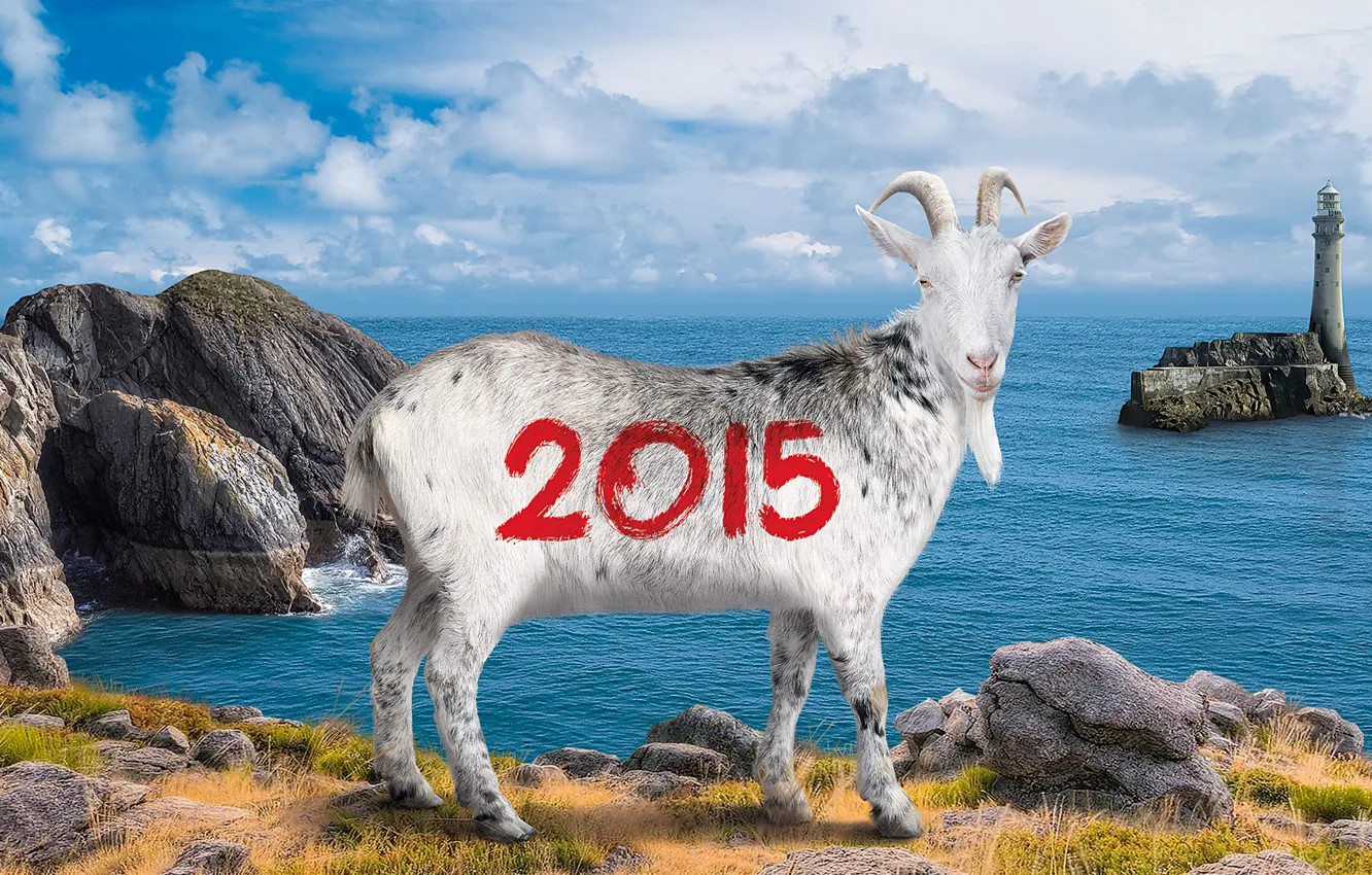 Photo wallpaper landscape, new year, goat, goat, the year of the goat