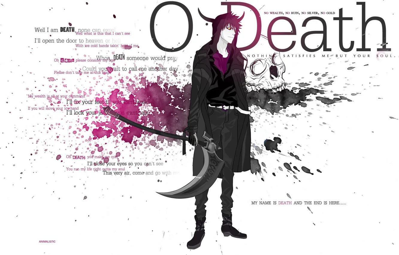 Photo wallpaper death, weapons, the demon, horns, braid, Bleach, Ichigo Kurosaki