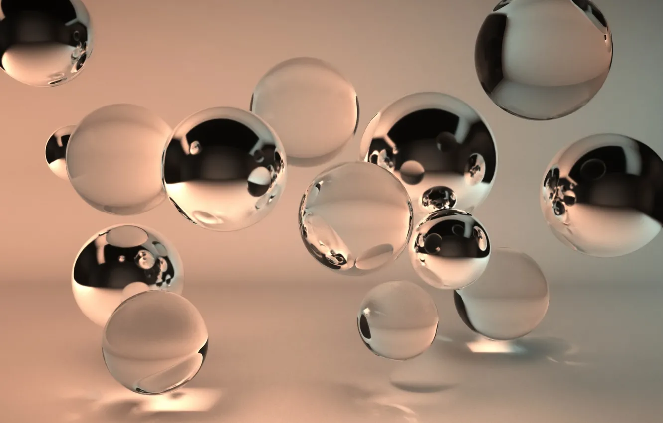 Photo wallpaper reflection, glass beads, glass bead