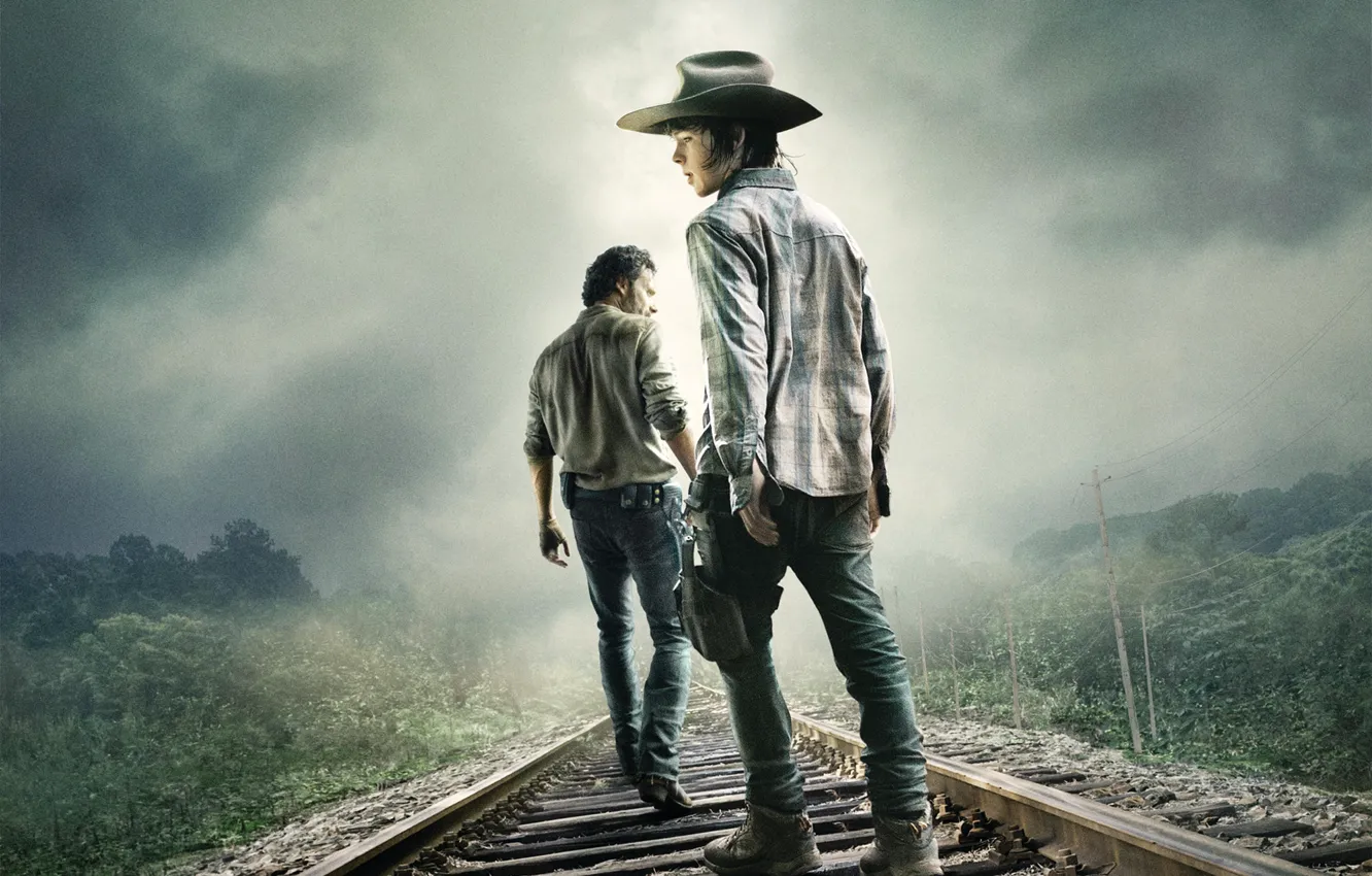 Photo wallpaper Zombie, Sky, Men, Wallpaper, Horror, TV Series, Hat, Cloud