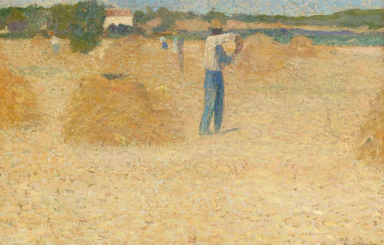 Photo wallpaper field, picture, harvest, Henri-Jean Guillaume Martin, Henri Matrin, The Reapers Of The Wheat