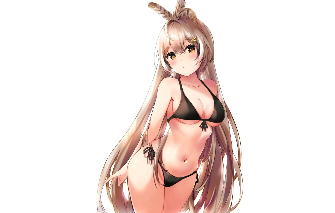 Photo wallpaper girl, sexy, cleavage, long hair, brown hair, boobs, anime, beautiful