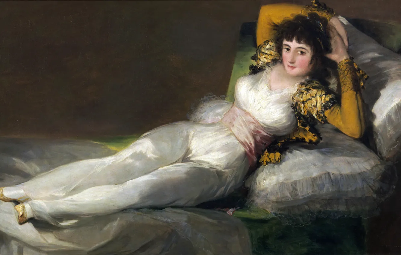 Photo wallpaper bed, picture, genre, Francisco Goya, Dressed Mach