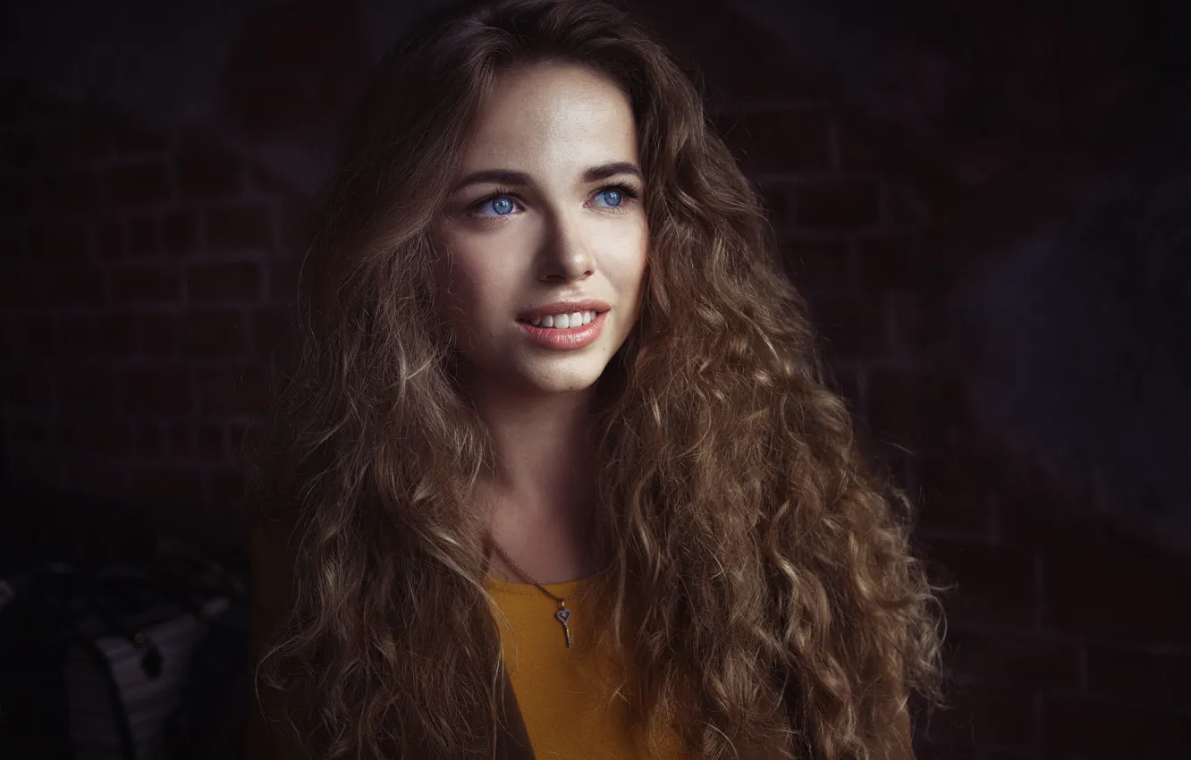Photo wallpaper eyes, look, girl, face, photo, wall, hair, portrait