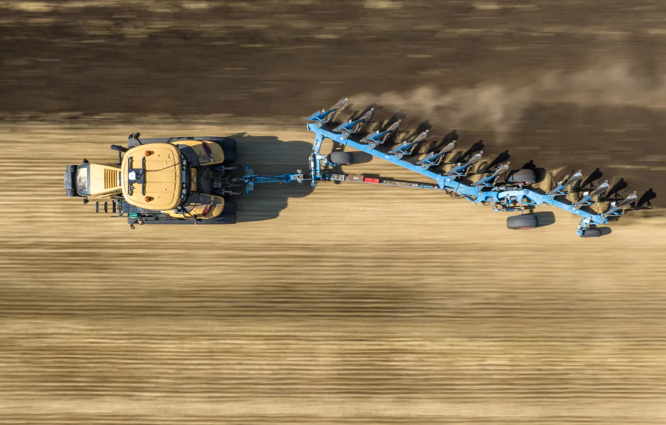 Photo wallpaper field, Machine, plow
