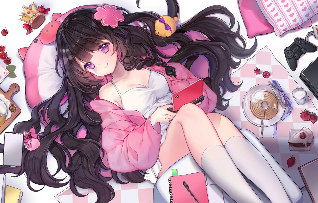 Photo wallpaper anime, art, girl, smartphone, primcoco