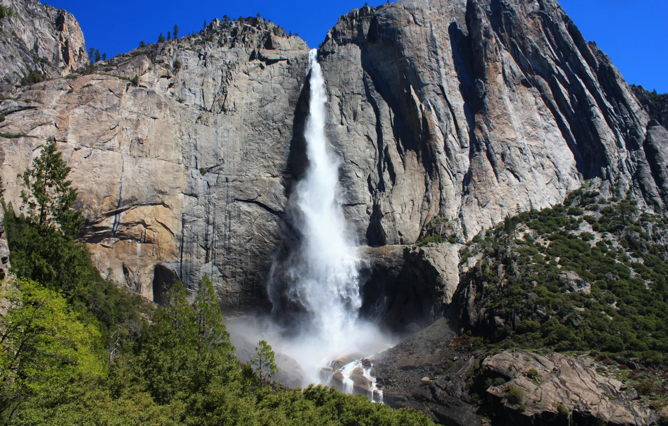 Photo wallpaper mountains, stones, rocks, waterfall, CA, USA, Yosemite national Park, Yosemite National Park