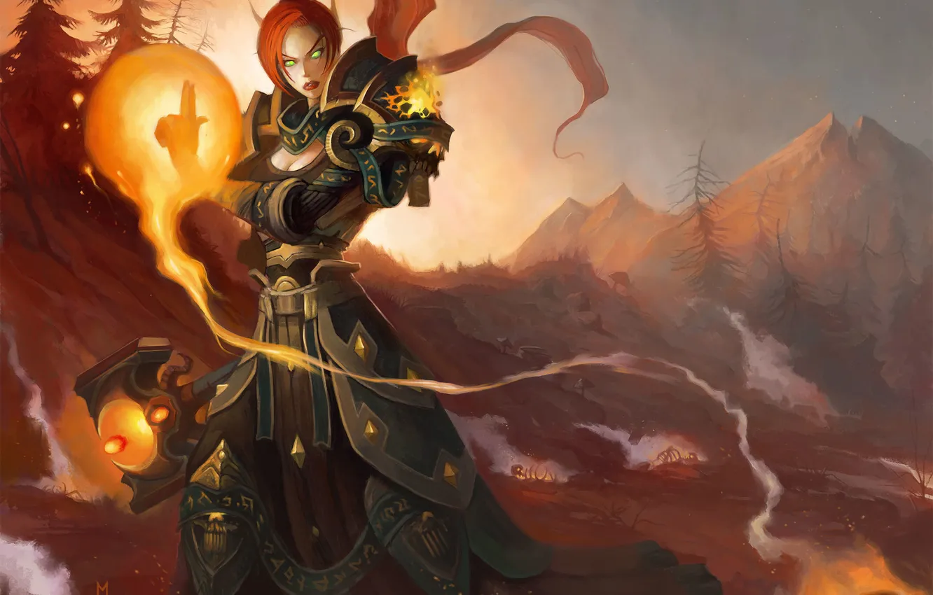 Photo wallpaper girl, magic, art, elf, paladin, Lynesta, World or Warcraft