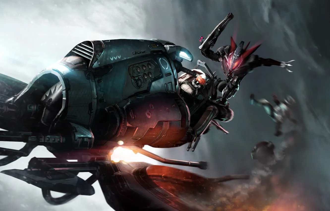 Photo wallpaper fiction, drop, art, hovercraft