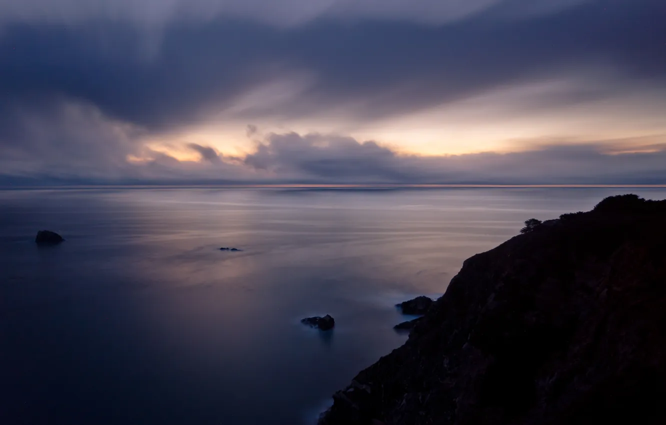 Photo wallpaper sea, the sky, rocks, the evening