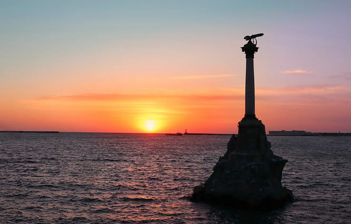 Photo wallpaper the sky, the evening, the black sea, monument to the scuttled ships