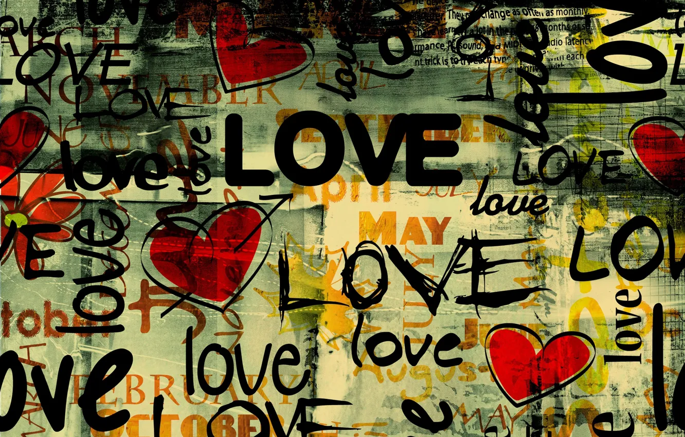 Photo wallpaper love, style, labels, heart, art, Grunge Love style, Grand, months