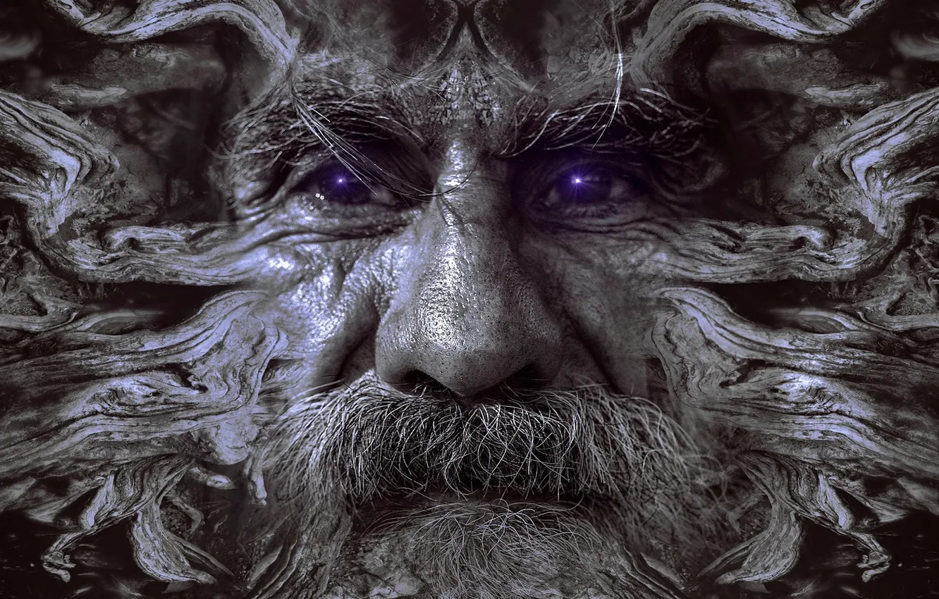 Photo wallpaper face, grandpa, the devil