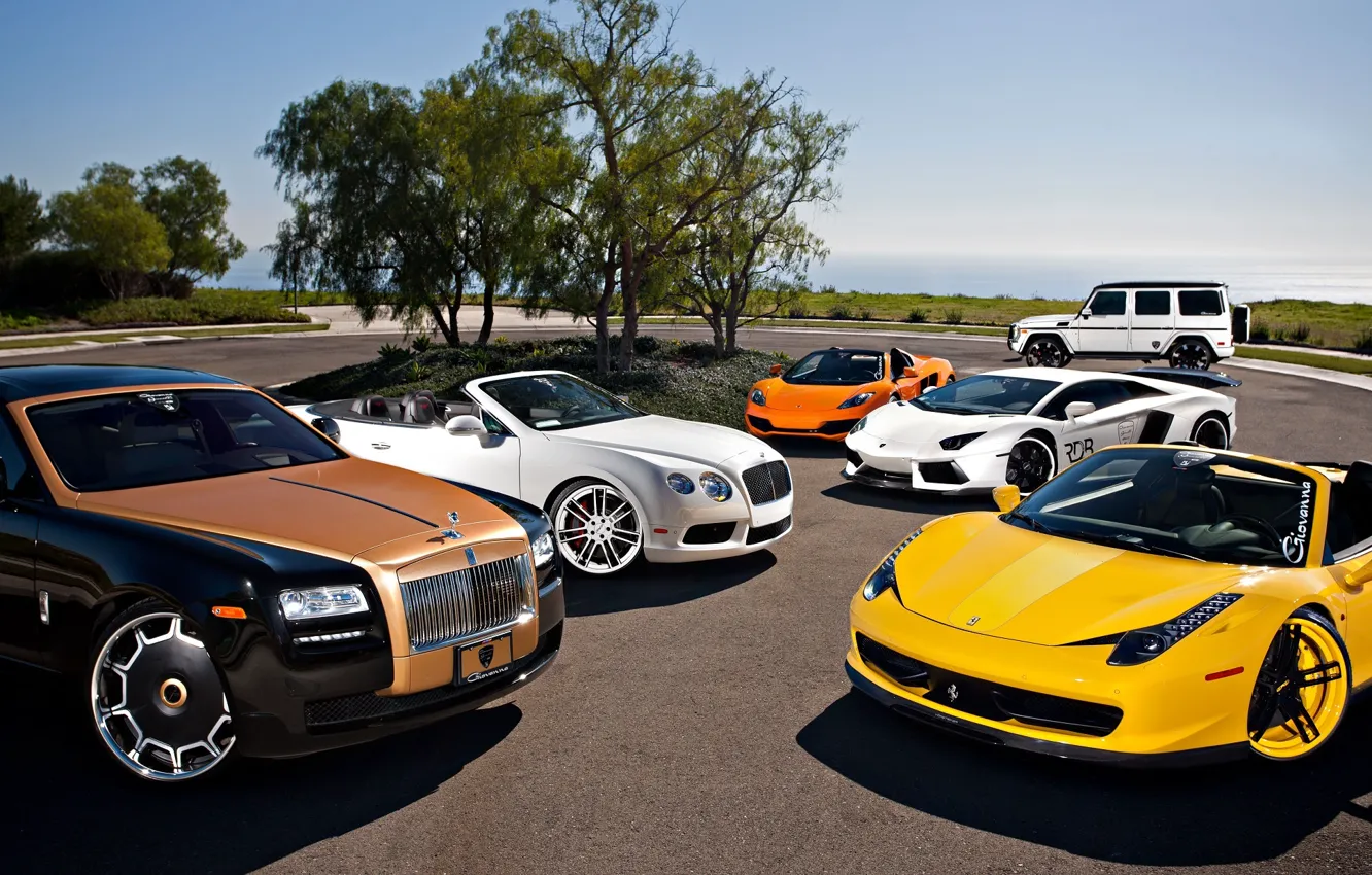 Photo wallpaper McLaren, Mercedes-Benz, Bentley, Continental, Lamborghini, Rolls-Royce, Ferrari, Ghost